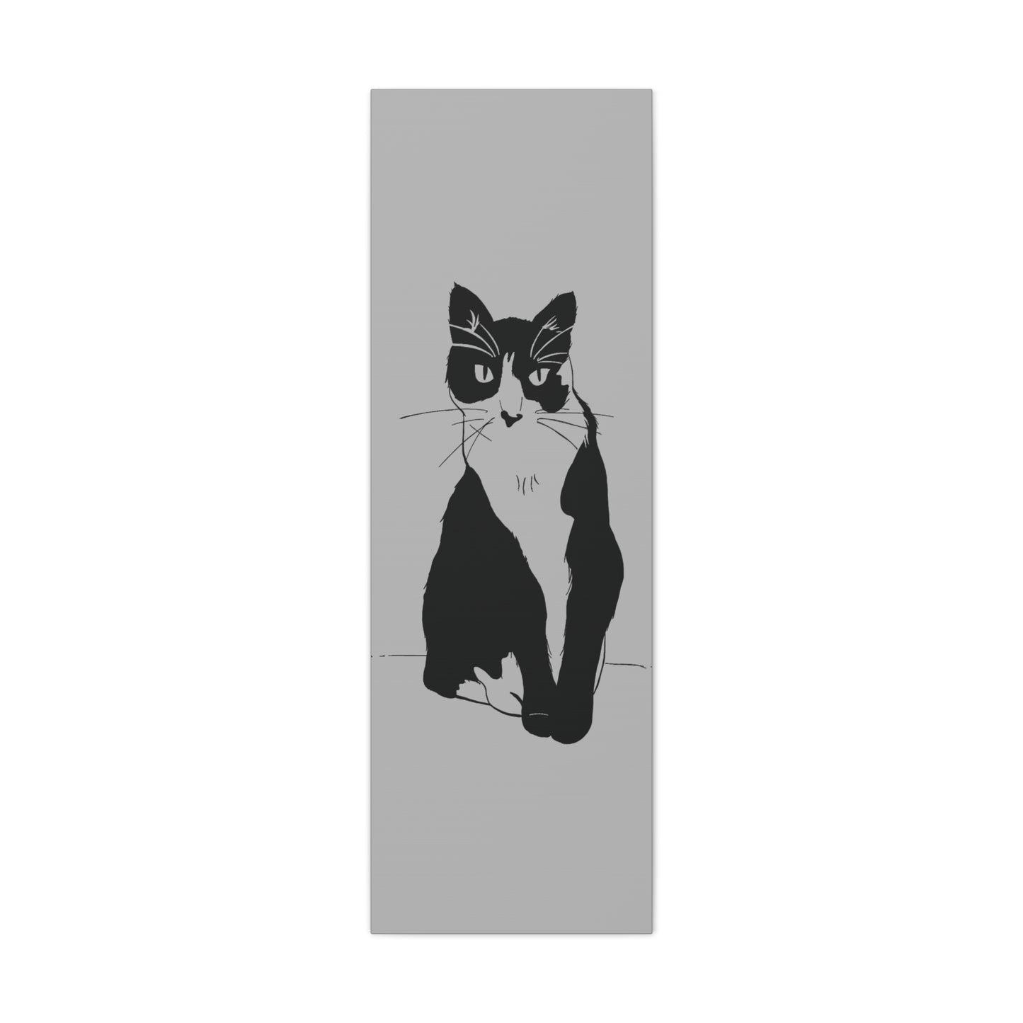 Cat Canvas Print on Grey (Transparent Style Cat) - Cat Drawing Art