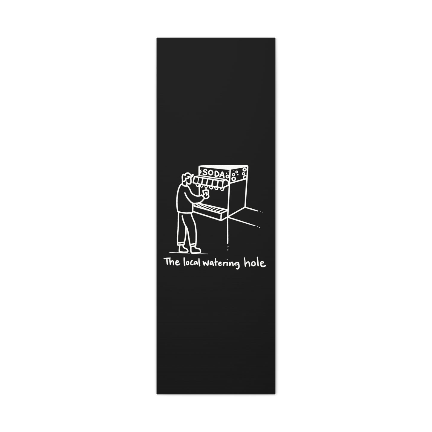 Local Watering Hole Canvas Print - White Ink on Black Background