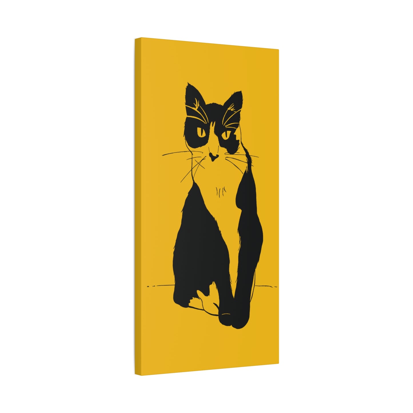 Cat Canvas Print on Yellow (Transparent Style Cat) - Cat Drawing Art