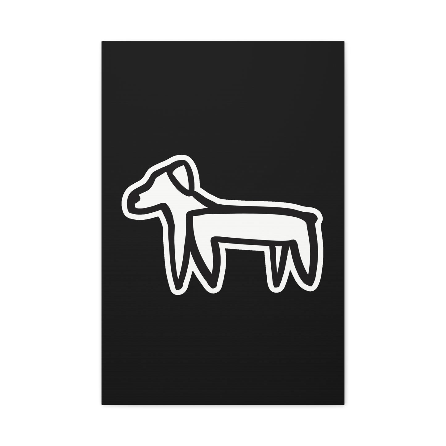 Dog Canvas Print on Black (Sticker Style Dog) - Dog Art Print