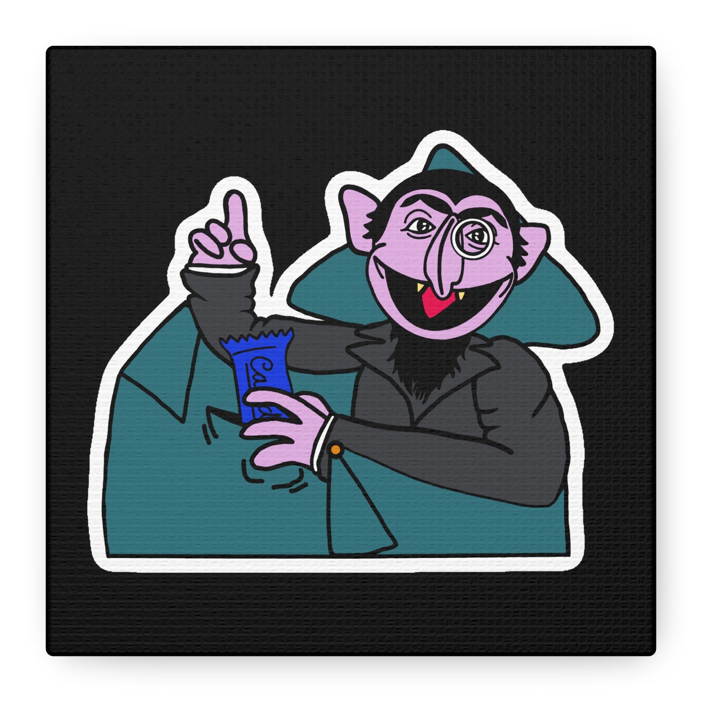 The Count Stealing Candy Canvas Print Black - Sesame Street The Count Parody Art