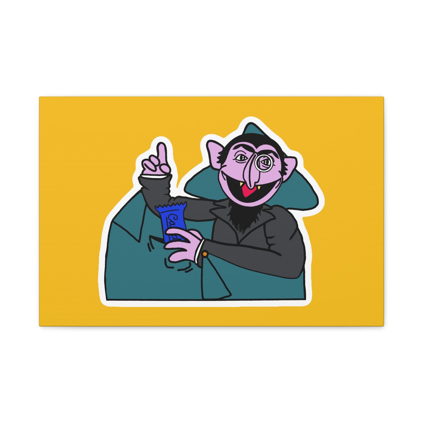The Count Stealing Candy Canvas Print Yellow - Sesame Street The Count Parody Art