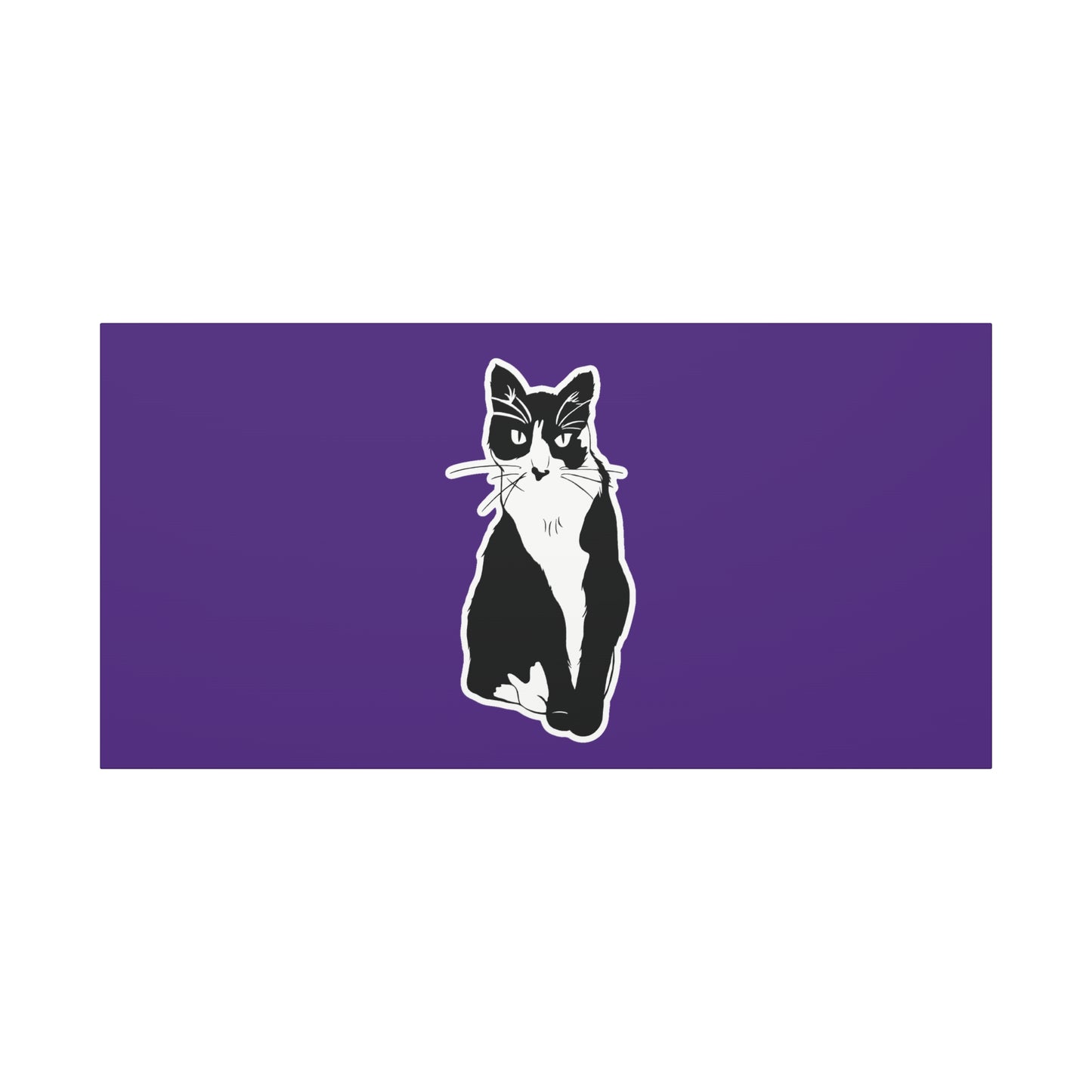Cat Canvas Print on Purple (Sticker Style Cat) - Cat Drawing Art