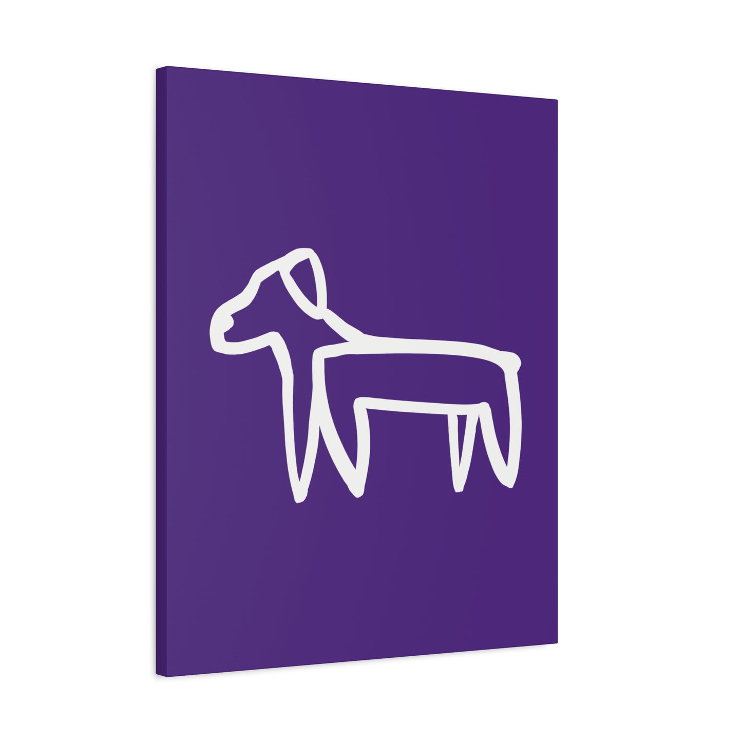 Dog Canvas Print on Purple (Transparent Style White Dog) - Dog Art Print