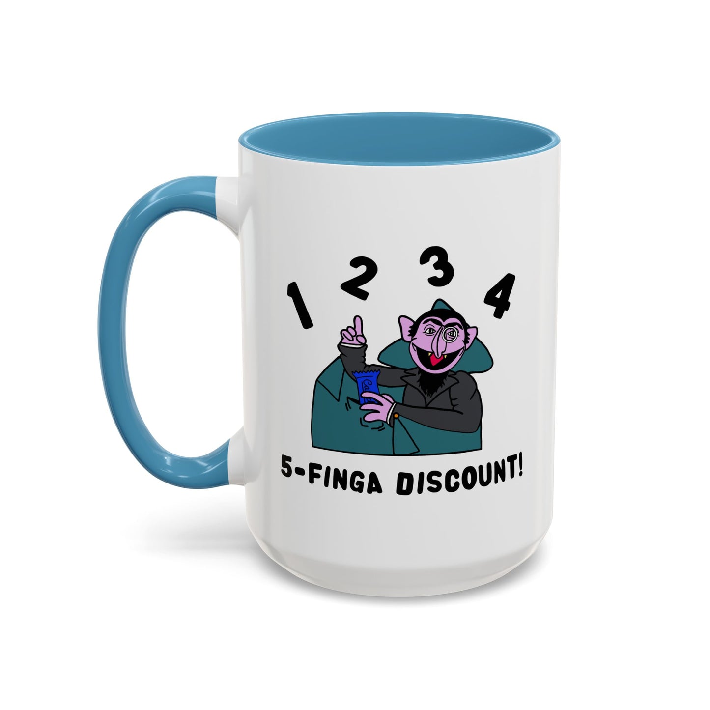 Five Finger Discount Accent Coffee Mug - Sesame Street The Count Parody Coffee Mug