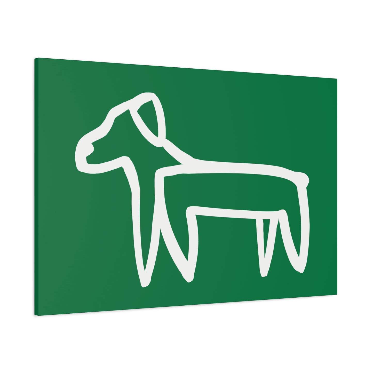 Dog Canvas Print on Green (Transparent Style White Dog) - Dog Art Print