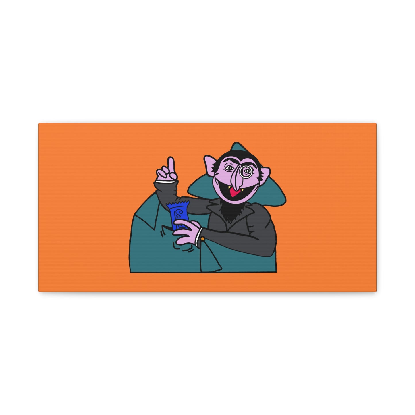 The Count Stealing Candy Canvas Print Orange - Sesame Street The Count Parody Art
