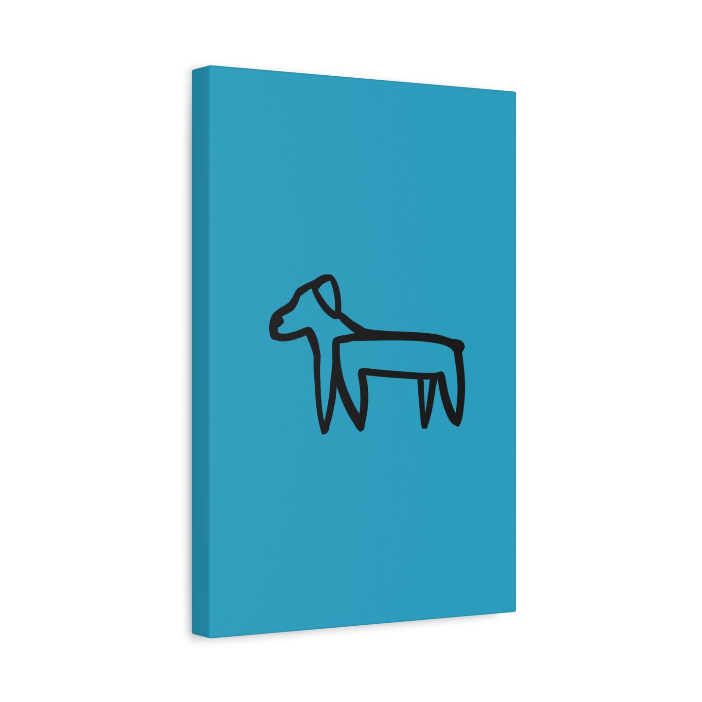 Dog Canvas Print on Turquoise (Transparent Style Black Dog) - Dog Drawing Canvas