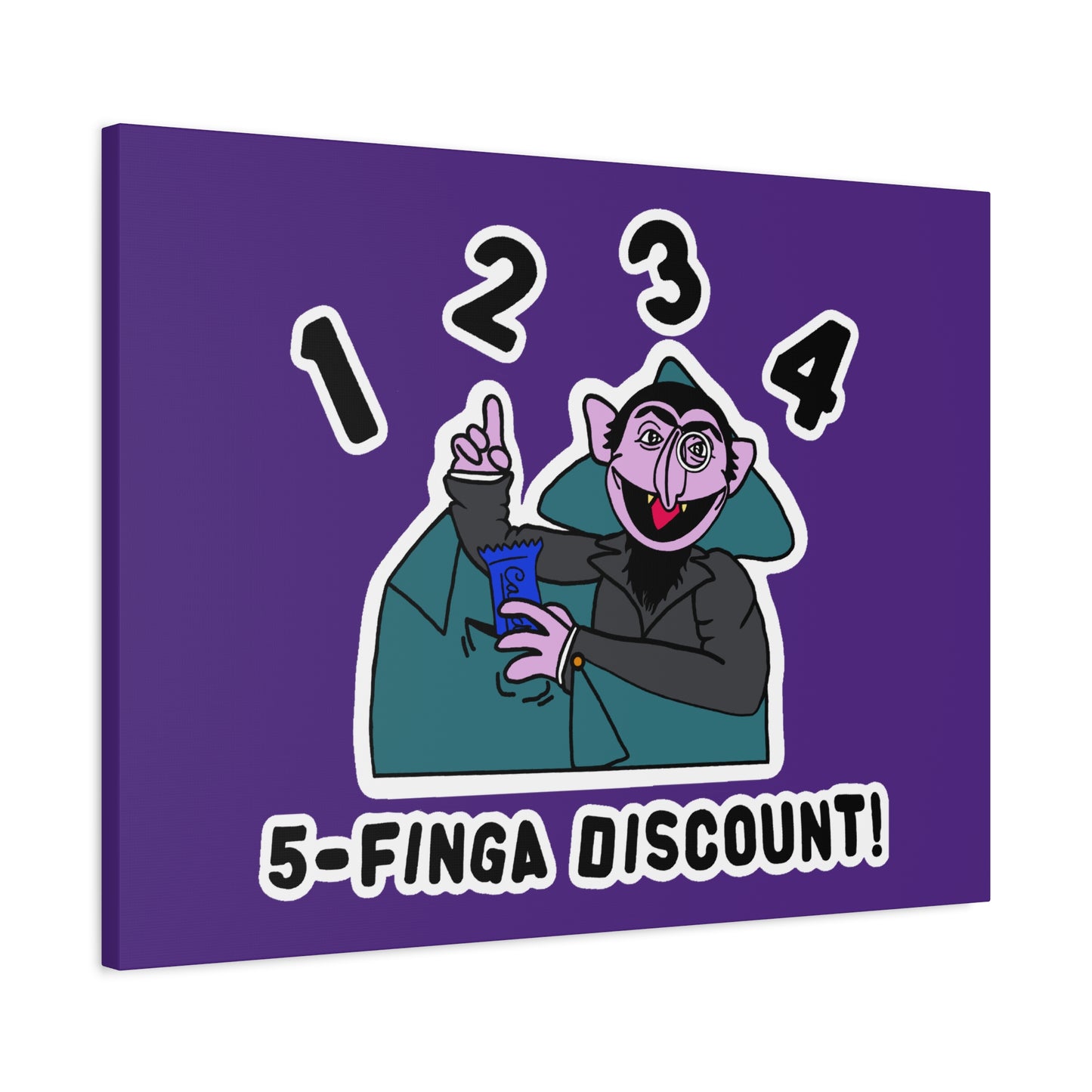 Five Finger Discount Canvas Print Light Purple - Sesame Street The Count Parody Art Print