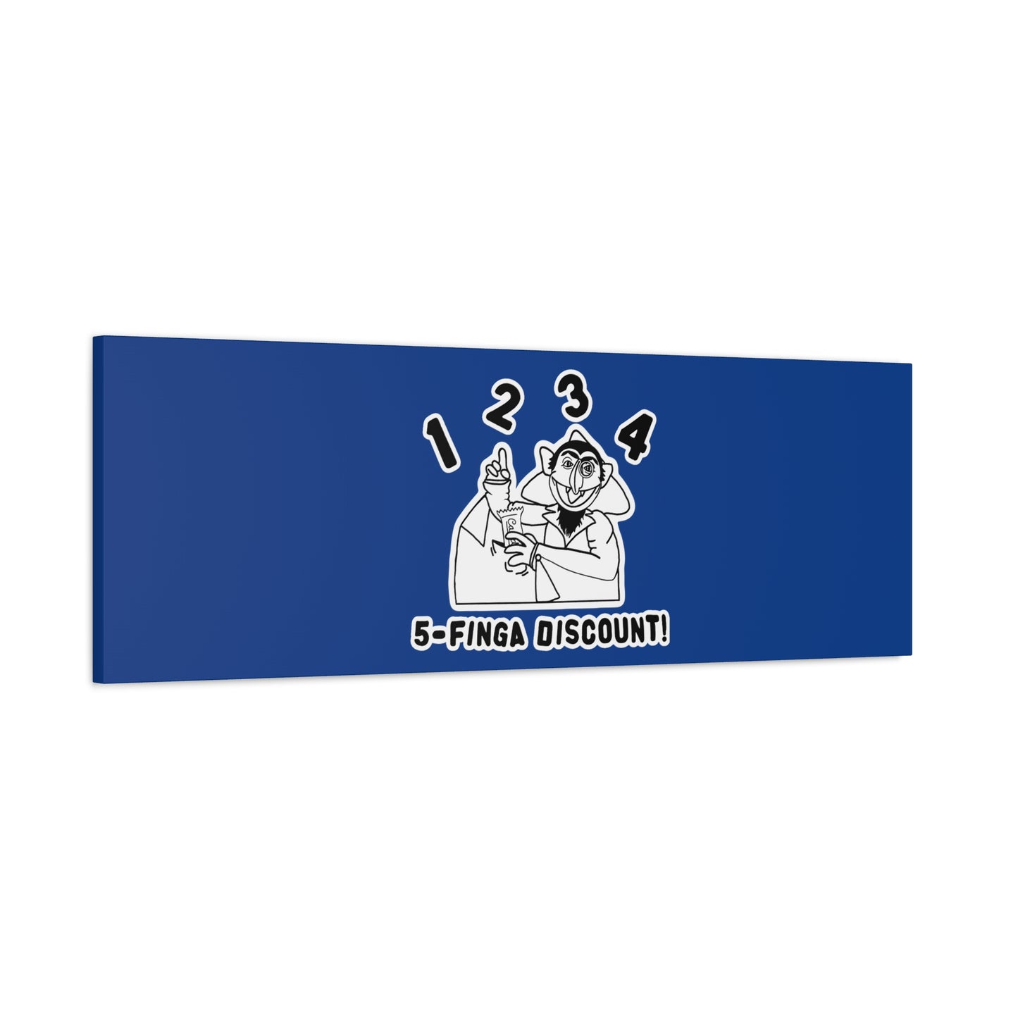 Five Finger Discount Outline Canvas Print Dark Blue - Sesame Street The Count Parody Art Print