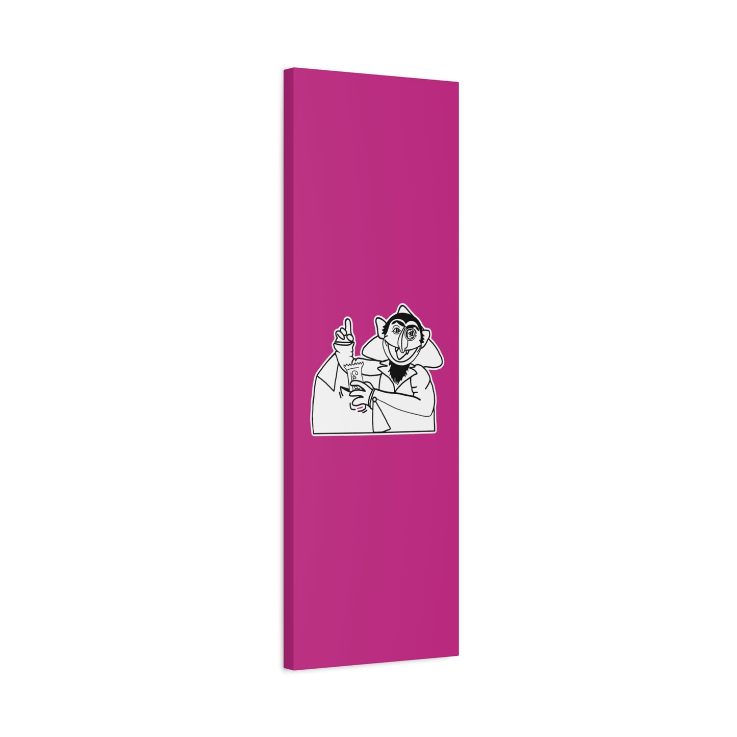 The Count Stealing Candy Outline Canvas Print Pink - Sesame Street The Count Parody Art