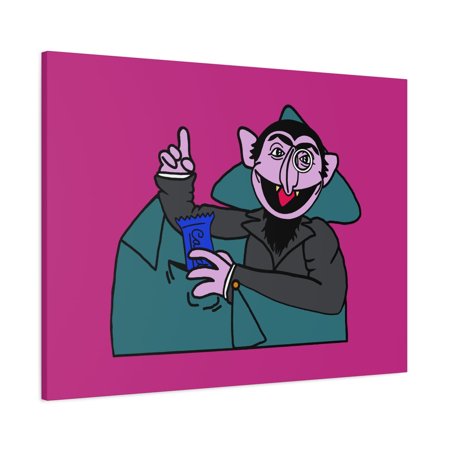 The Count Stealing Candy Canvas Print Pink - Sesame Street The Count Parody Art
