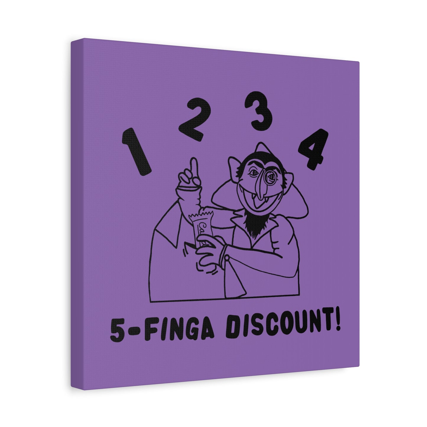 Five Finger Discount Outline Canvas Print Light Purple - Sesame Street The Count Parody Art Print