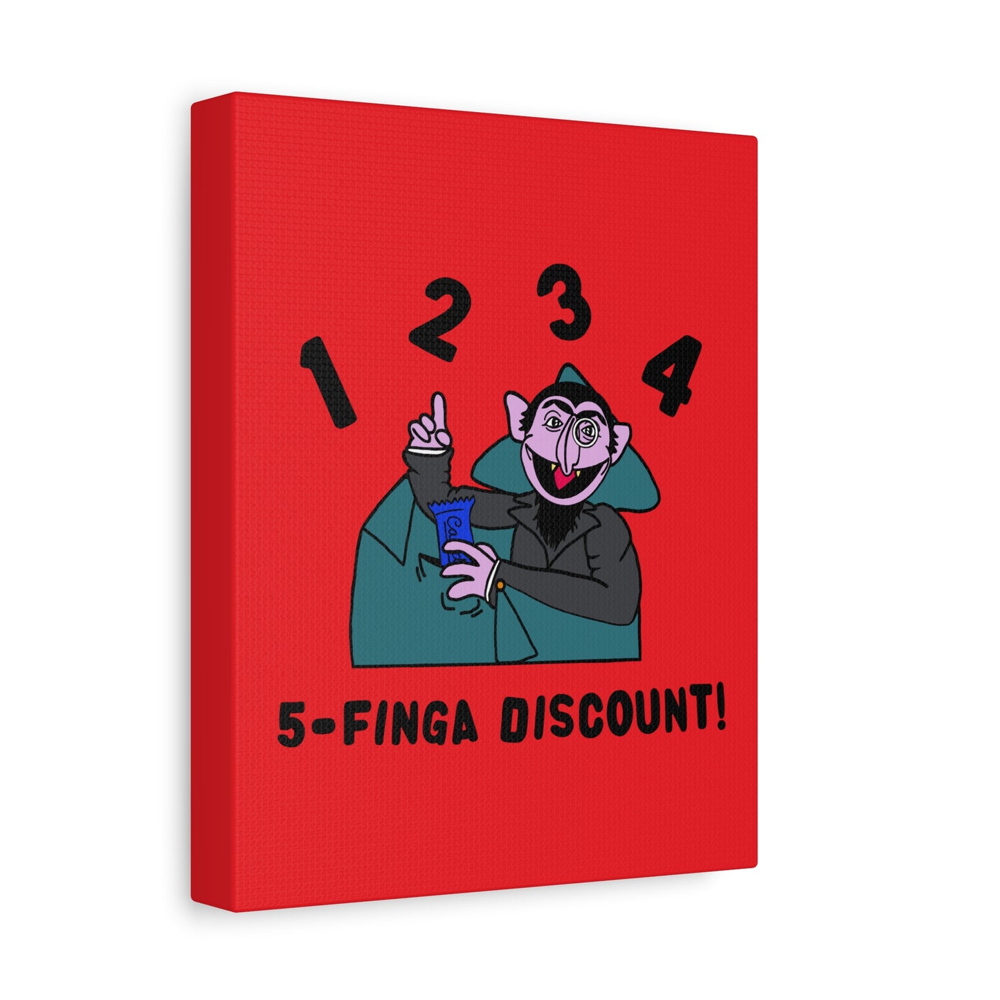 Five Finger Discount Canvas Print Red - Sesame Street The Count Parody Art Print