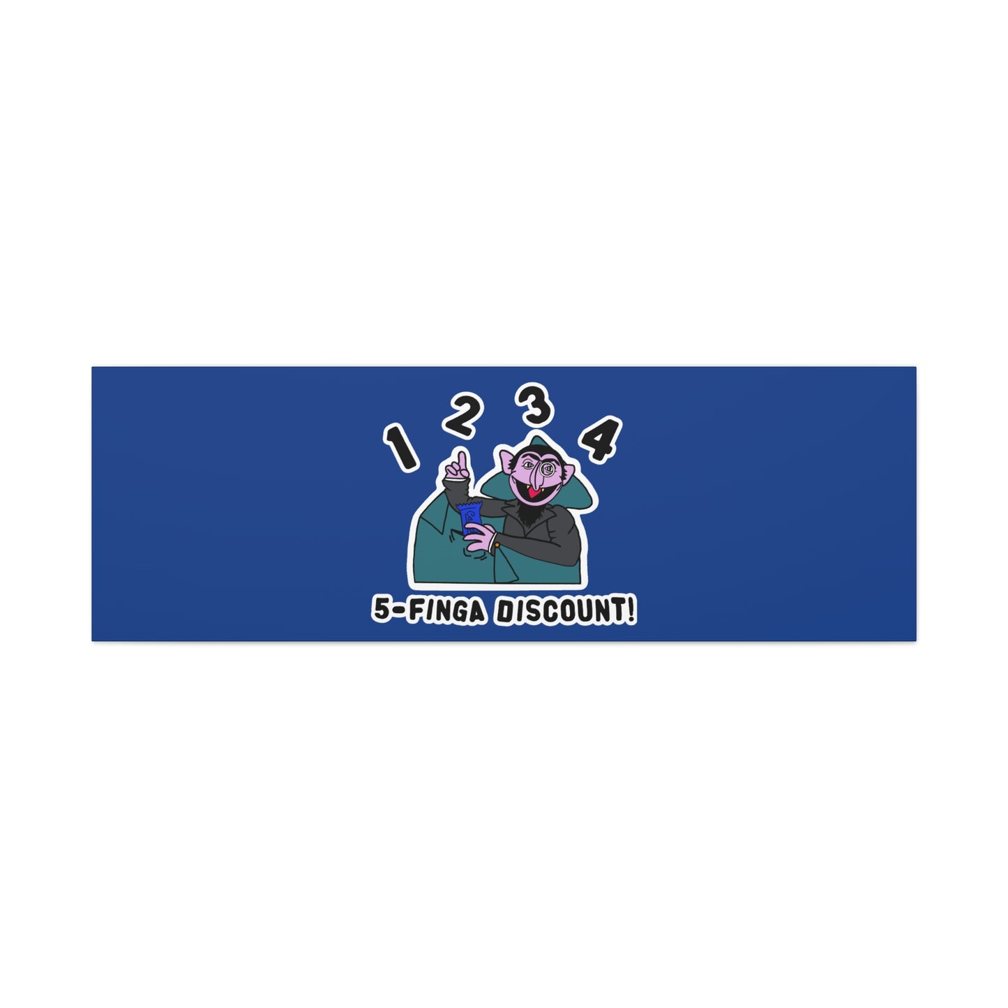 Five Finger Discount Canvas Print Dark Blue - Sesame Street The Count Parody Art Print