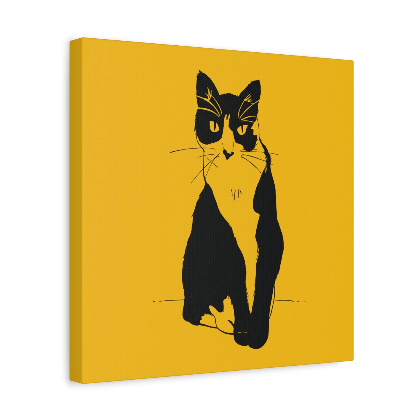 Cat Canvas Print on Yellow (Transparent Style Cat) - Cat Drawing Art