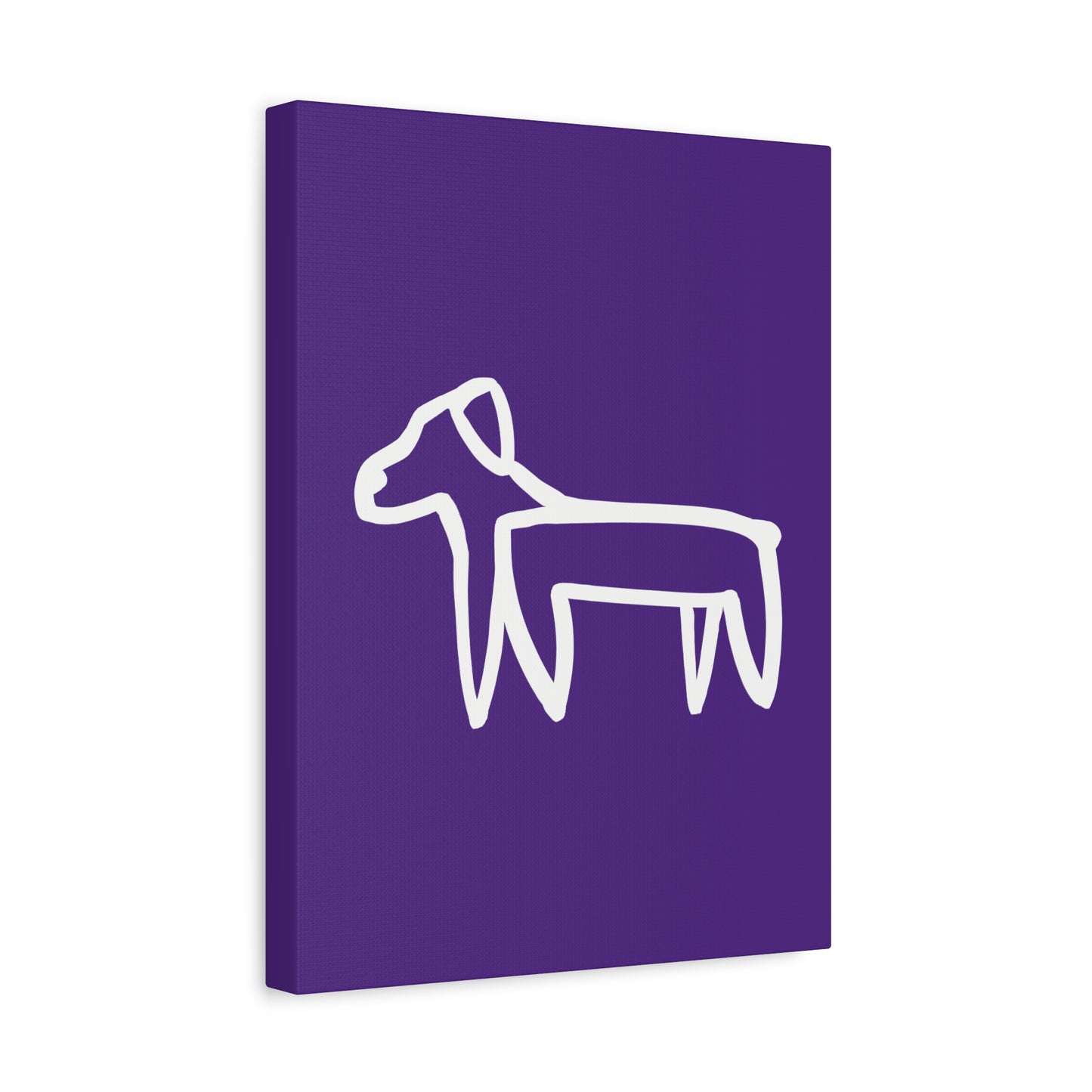 Dog Canvas Print on Purple (Transparent Style White Dog) - Dog Art Print