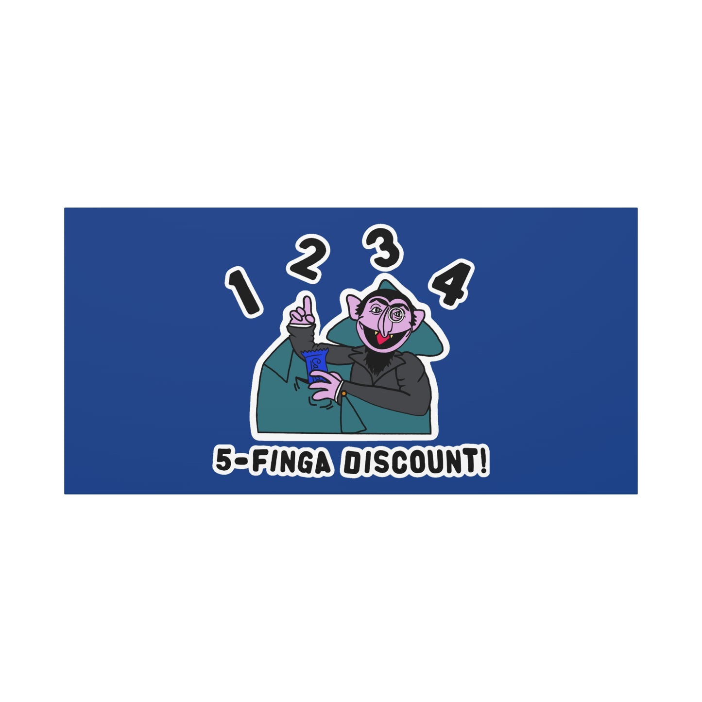 Five Finger Discount Canvas Print Dark Blue - Sesame Street The Count Parody Art Print