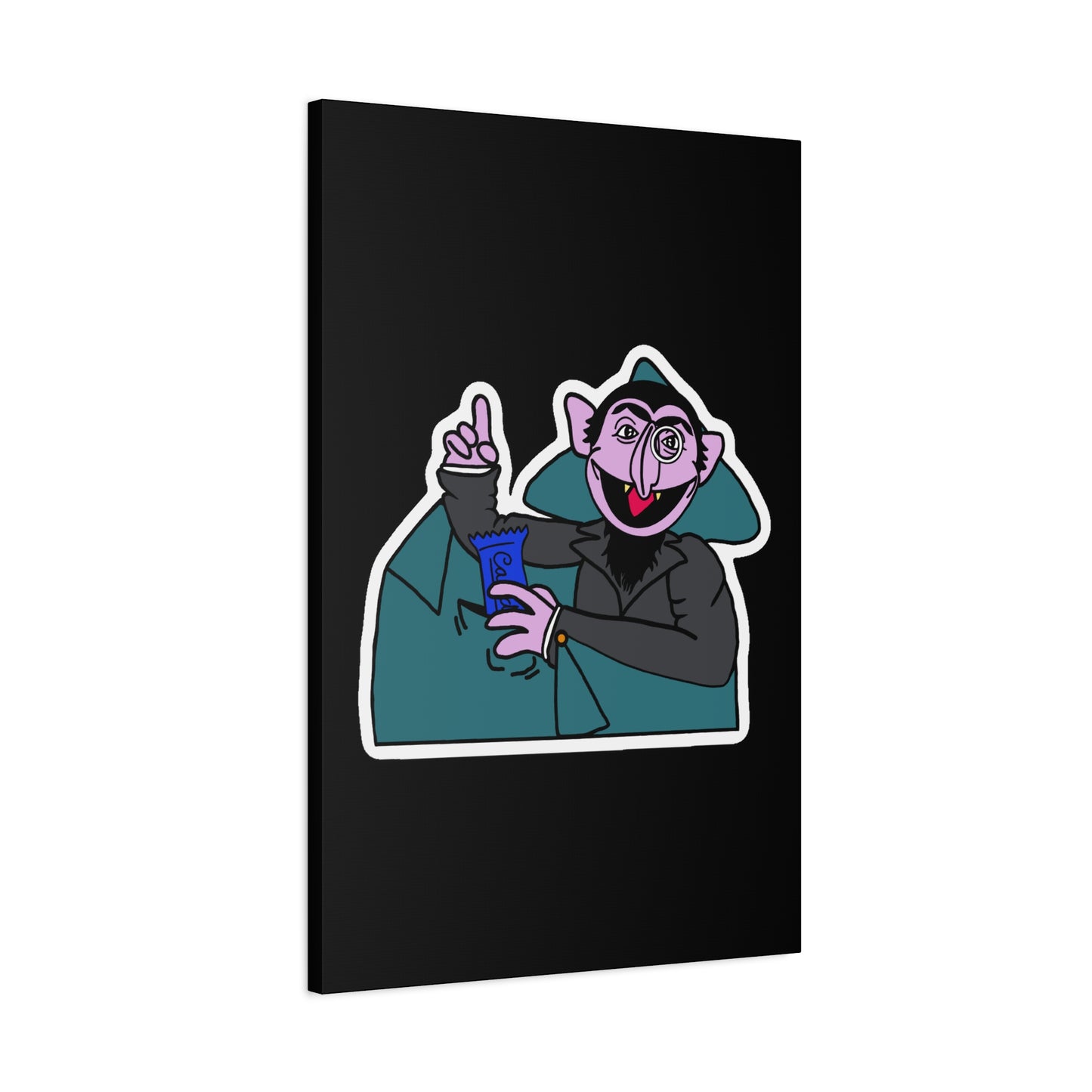 The Count Stealing Candy Canvas Print Black - Sesame Street The Count Parody Art