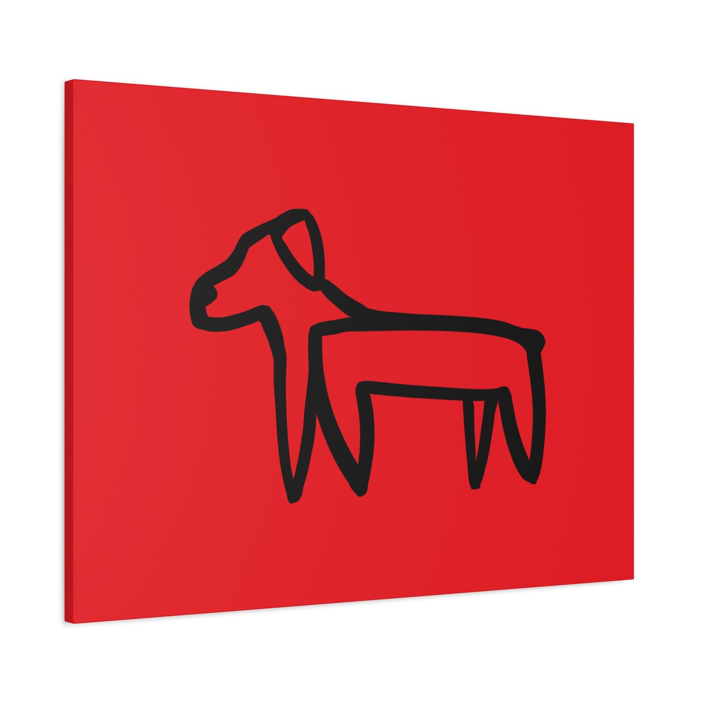 Dog Canvas Print on Red (Transparent Style Black Dog) - Dog Drawing Canvas