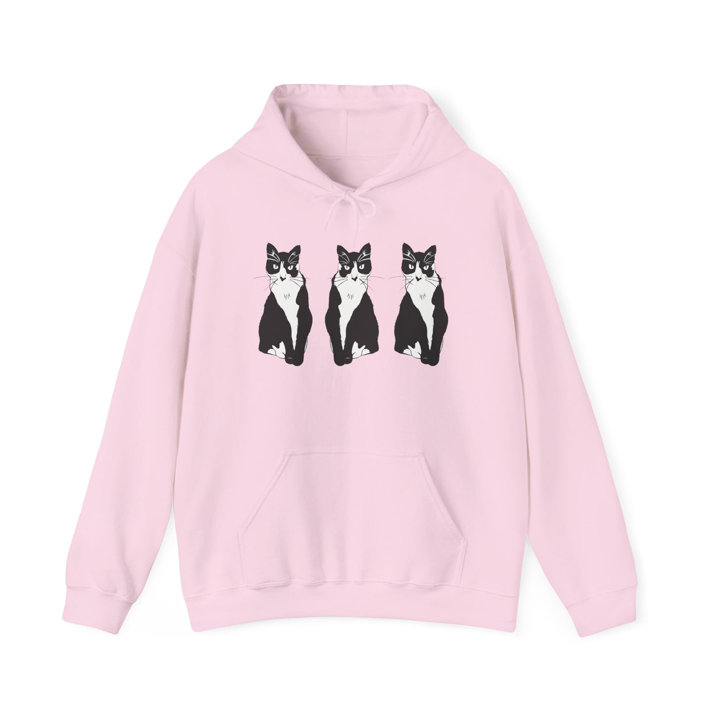 Cat x3 Hoodie (B&W Style Cat) - Cat Hooded Sweatshirt