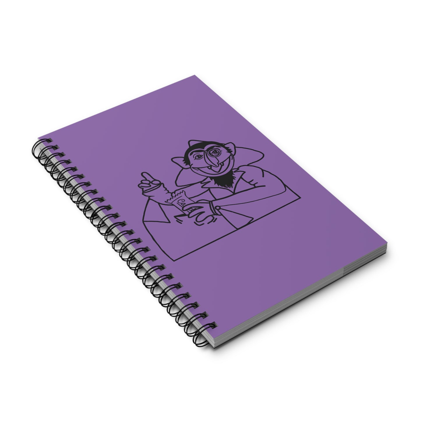 The Count Stealing Candy Outline Notebook Light Purple - Sesame Street The Count Parody Spiral Notebook