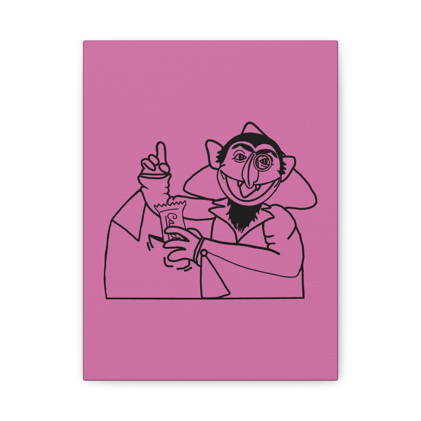 The Count Stealing Candy Outline Canvas Print Light Pink - Sesame Street The Count Parody Art