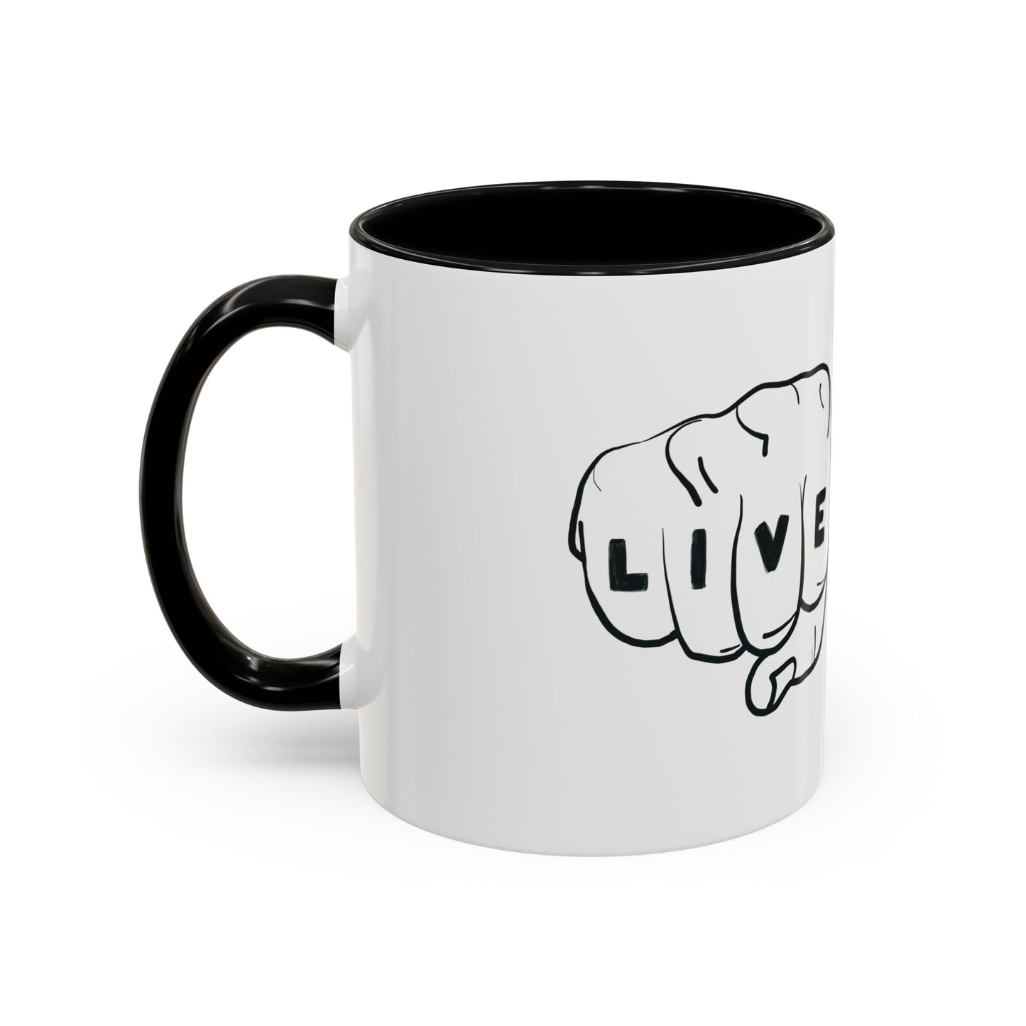 Live Loud Knuckle Tats Tattooed Fists Accent Mug