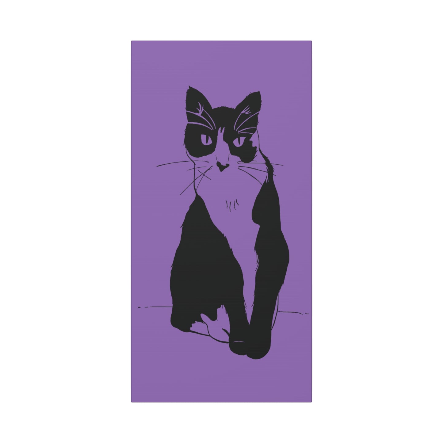 Cat Canvas Print on Purple (Transparent Style Cat) - Cat Drawing Art