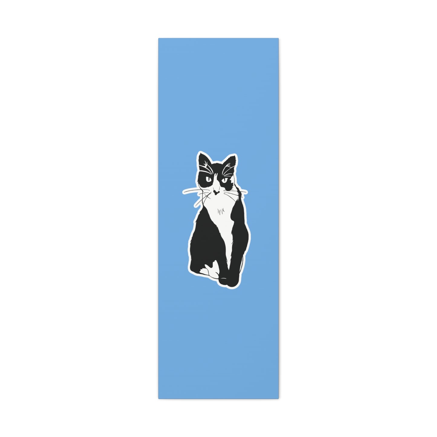 Cat Canvas on Light Blue (Sticker Style Cat) - Cat Drawing Art