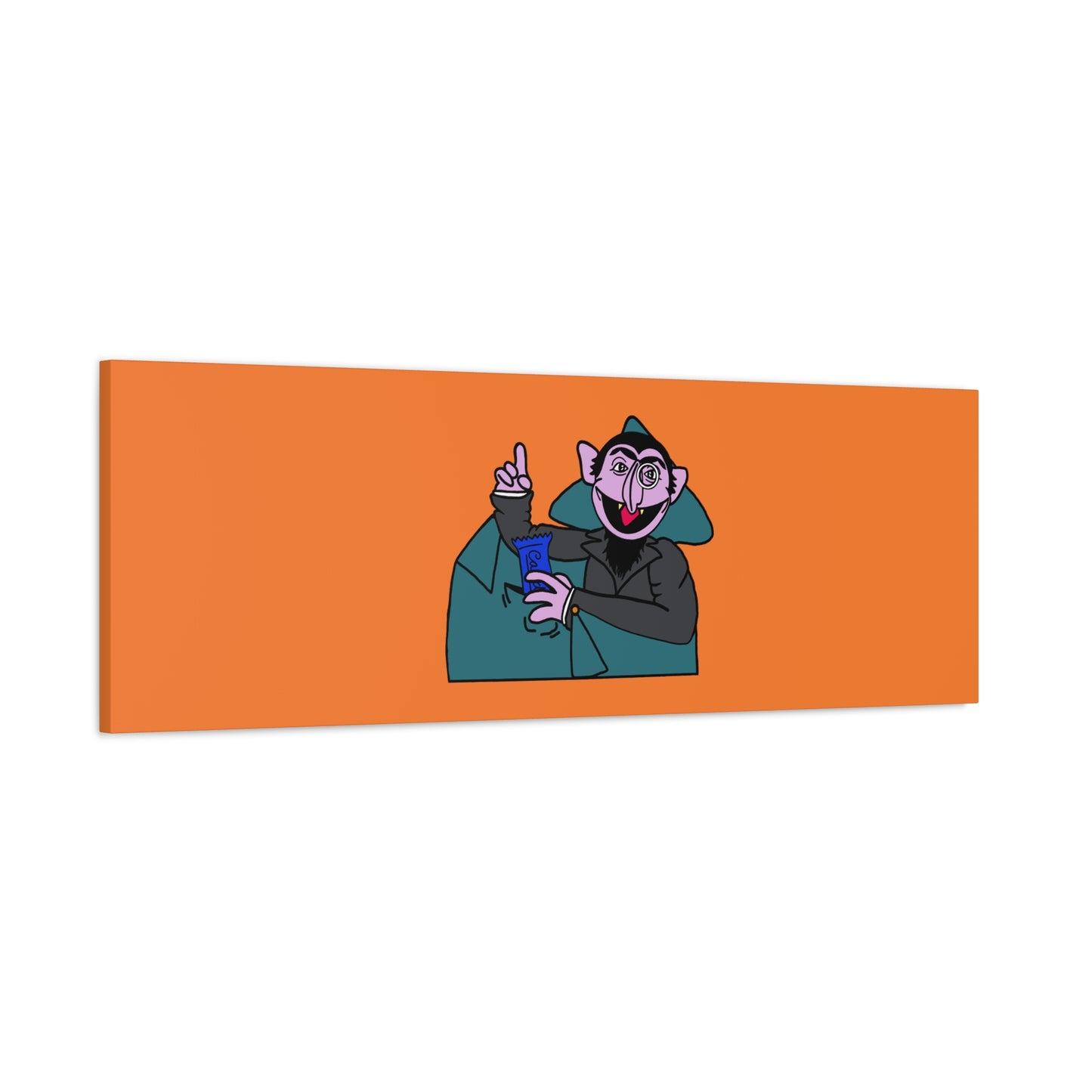 The Count Stealing Candy Canvas Print Orange - Sesame Street The Count Parody Art