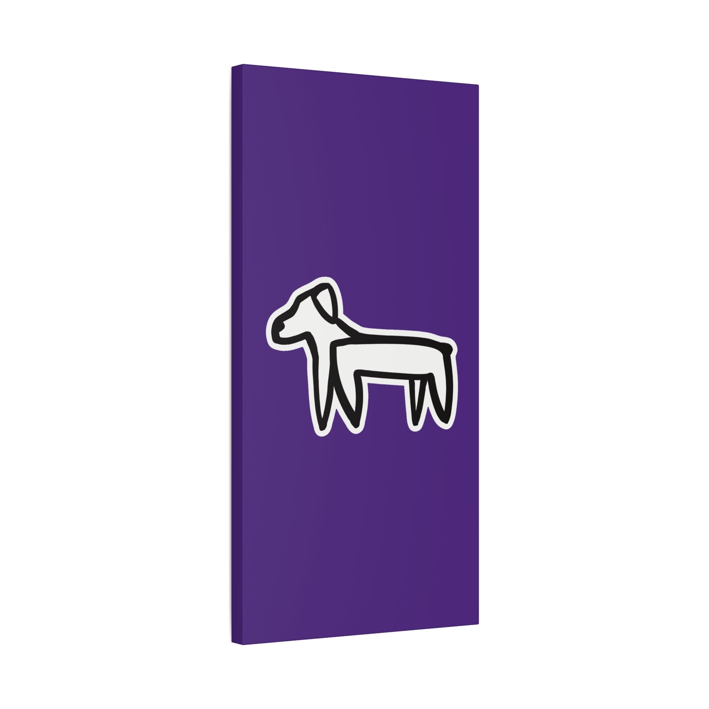 Dog Canvas Print on Purple (Sticker Style White Dog) - Dog Art Print
