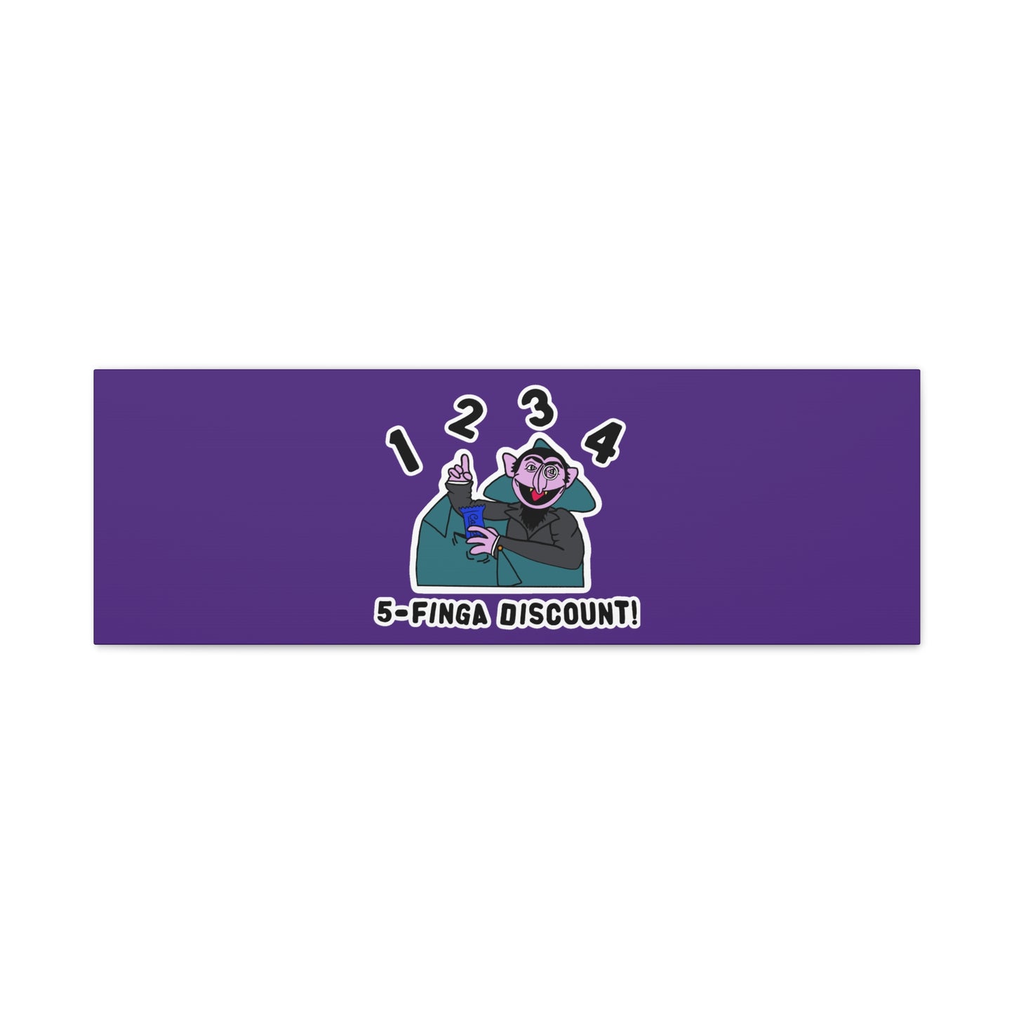 Five Finger Discount Canvas Print Light Purple - Sesame Street The Count Parody Art Print