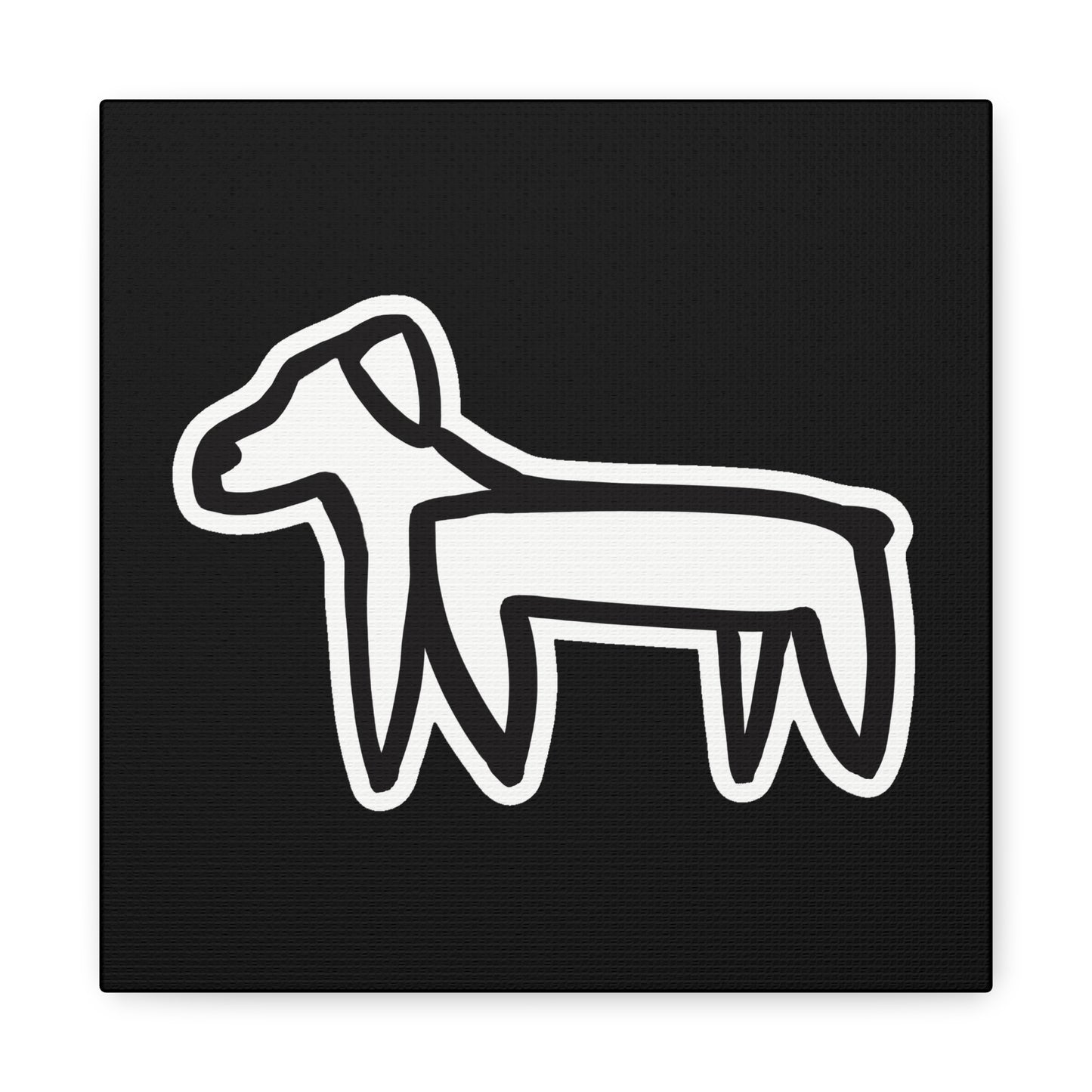 Dog Canvas Print on Black (Sticker Style Dog) - Dog Art Print
