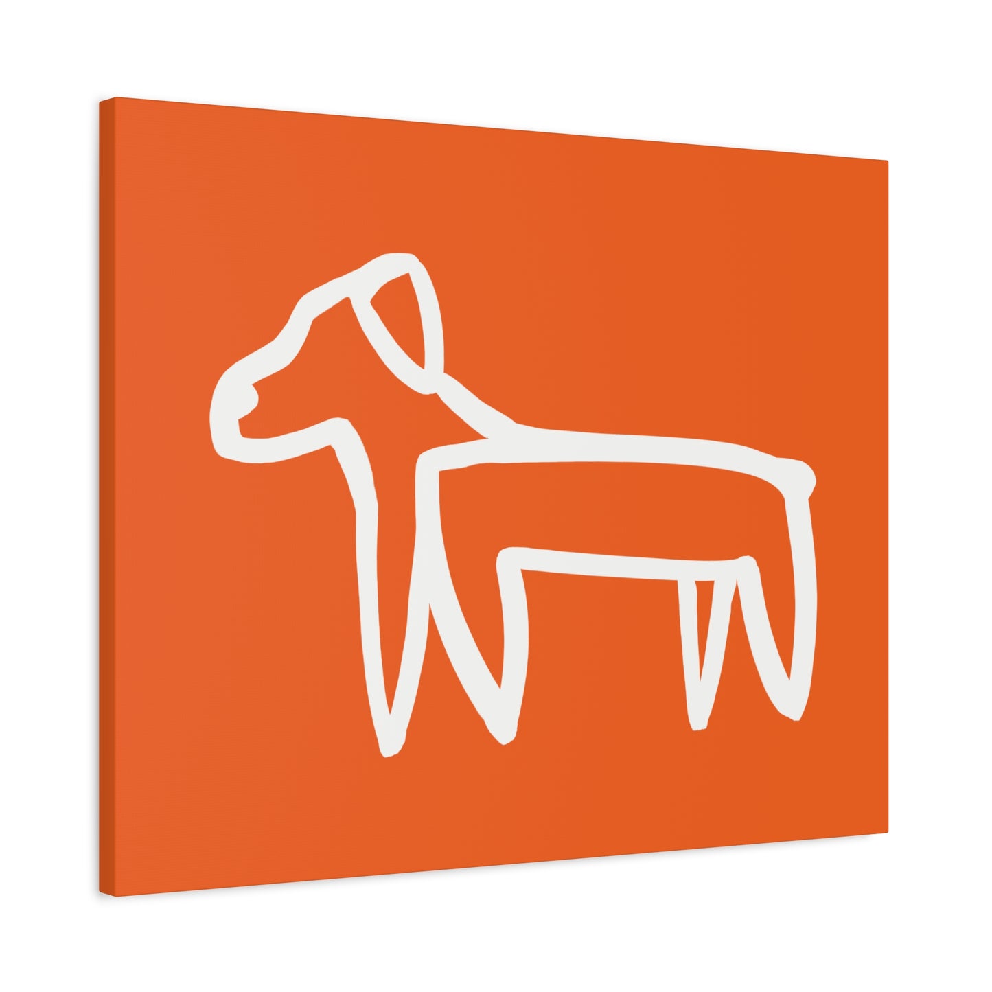 Dog Canvas Print on Orange (Transparent Style White Dog) - Dog Art Print