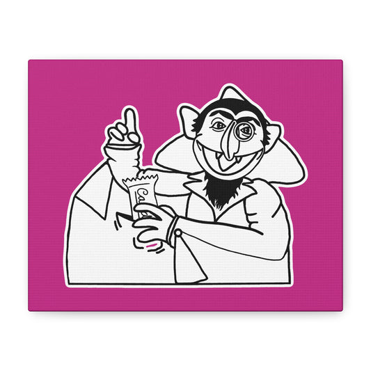 The Count Stealing Candy Outline Canvas Print Pink - Sesame Street The Count Parody Art