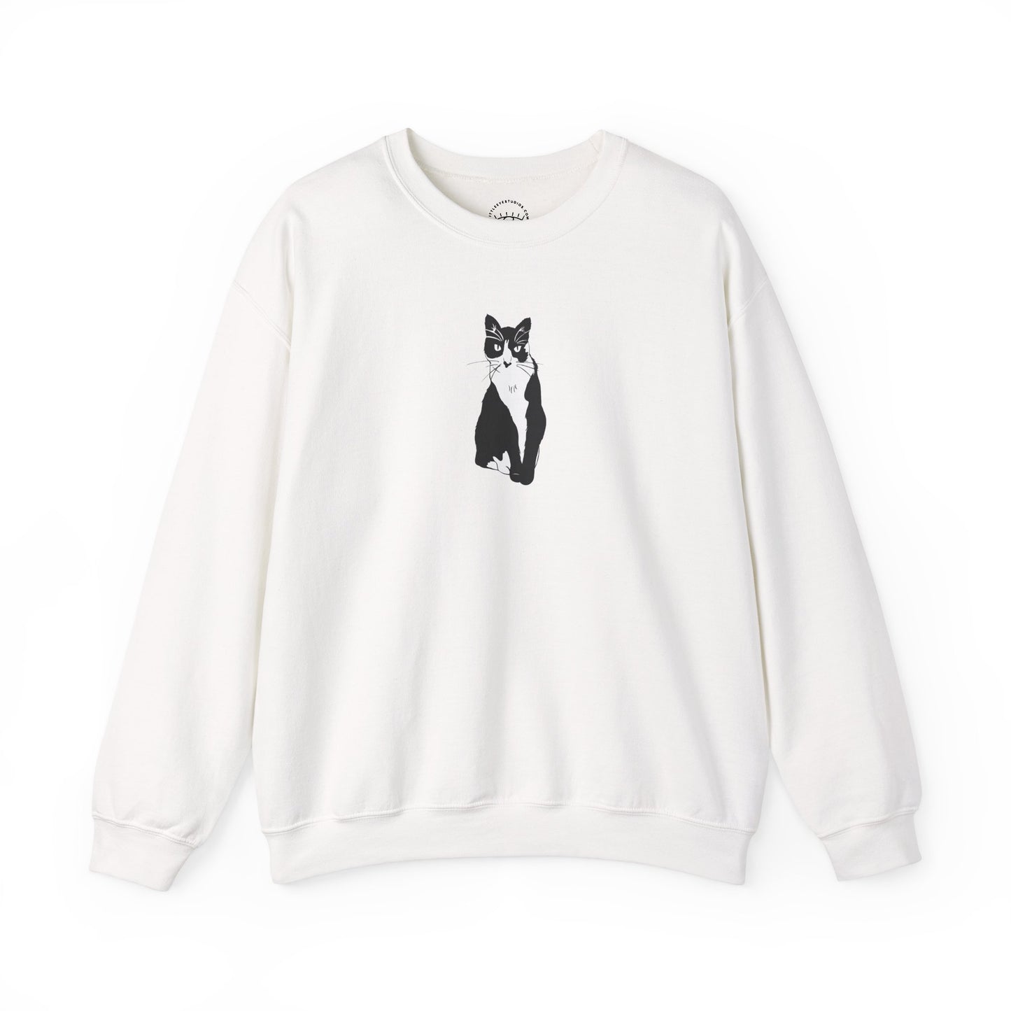 Cat Sweatshirt (B&W Style Cat) - Cat Drawing Sweatshirt