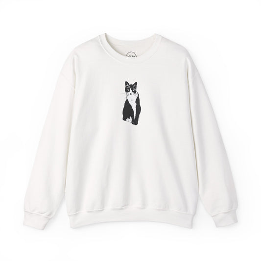 Cat Sweatshirt (B&W Style Cat) - Cat Drawing Sweatshirt
