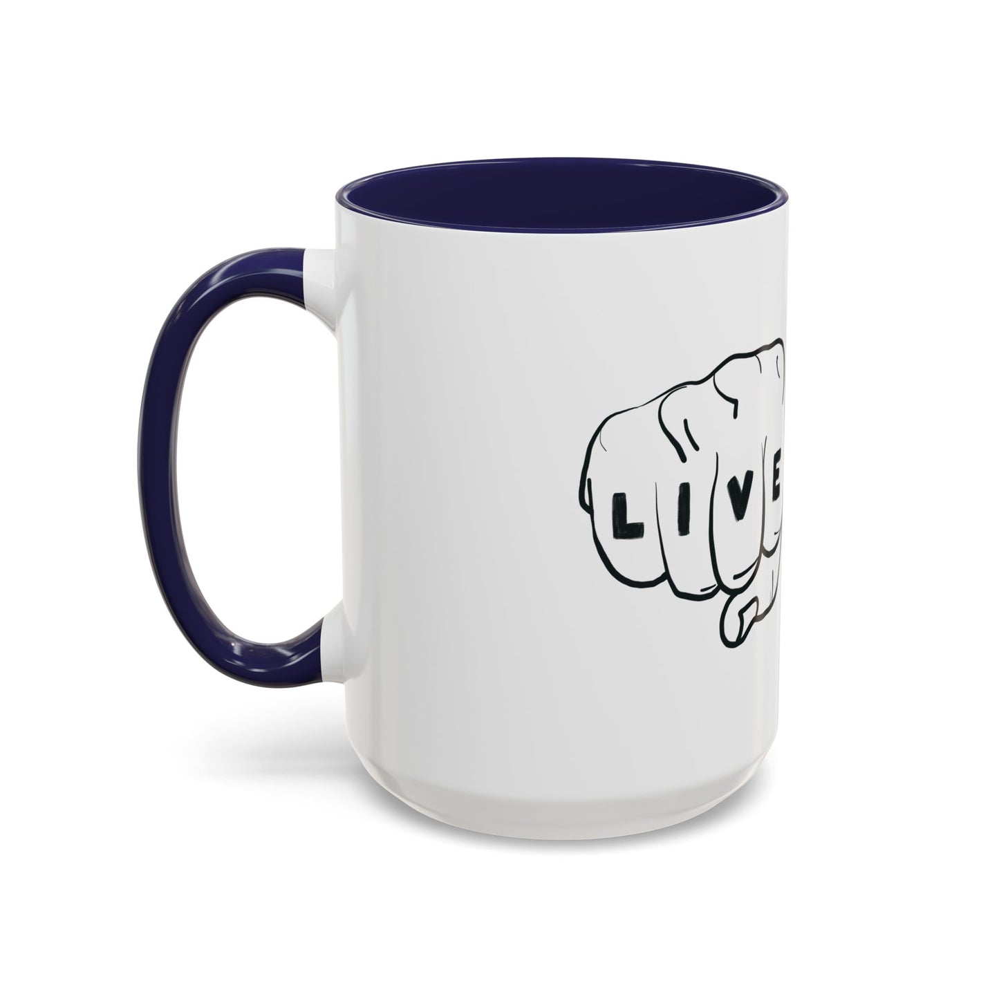 Live Loud Knuckle Tats Tattooed Fists Accent Mug
