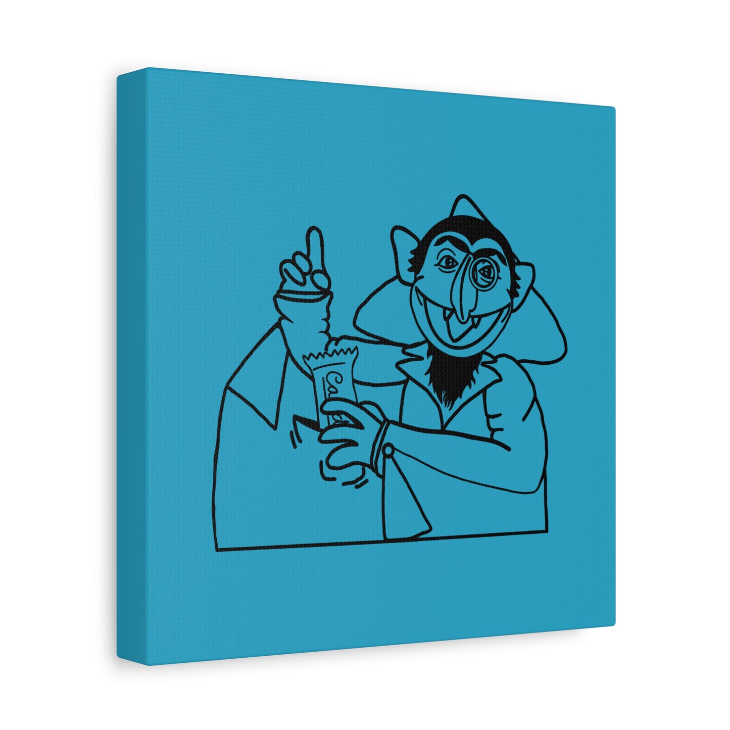 The Count Stealing Candy Outline Canvas Print Turquoise - Sesame Street The Count Art Print