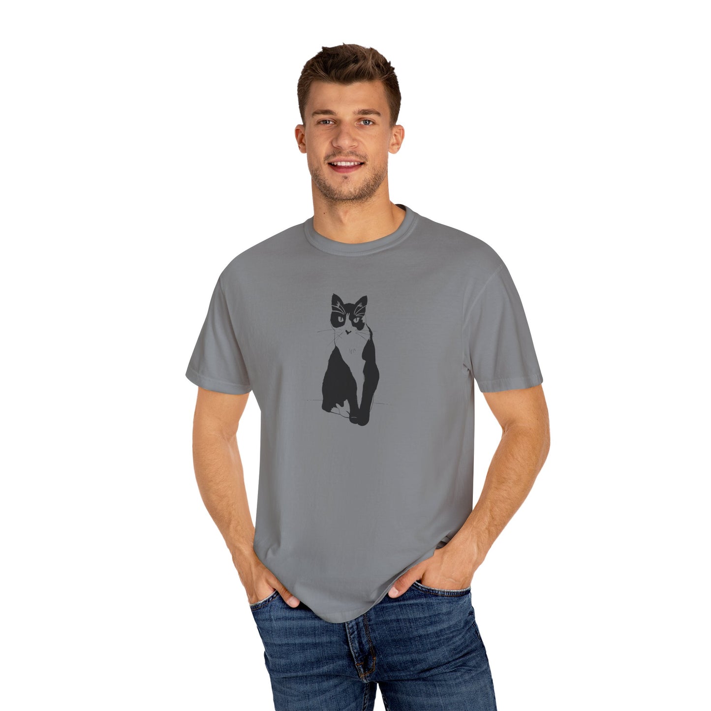 Cat Tee (Transparent Style Cat) - Cat Drawing Shirt