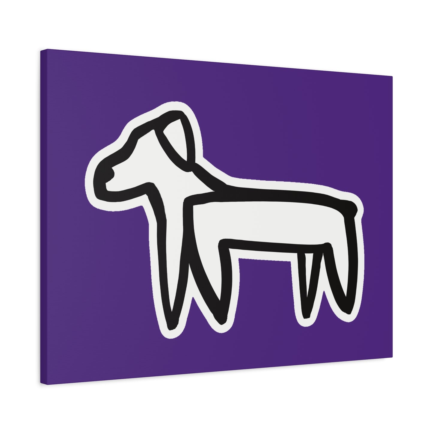 Dog Canvas Print on Purple (Sticker Style White Dog) - Dog Art Print