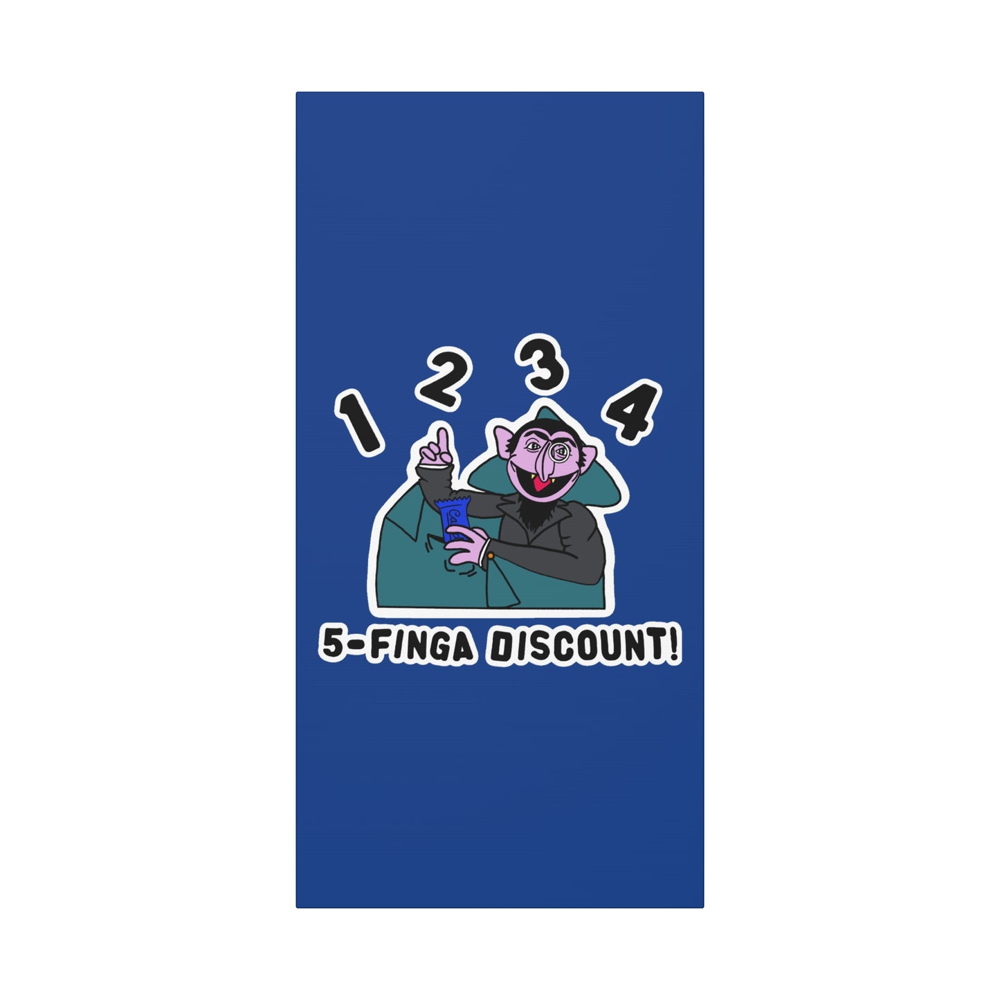 Five Finger Discount Canvas Print Dark Blue - Sesame Street The Count Parody Art Print