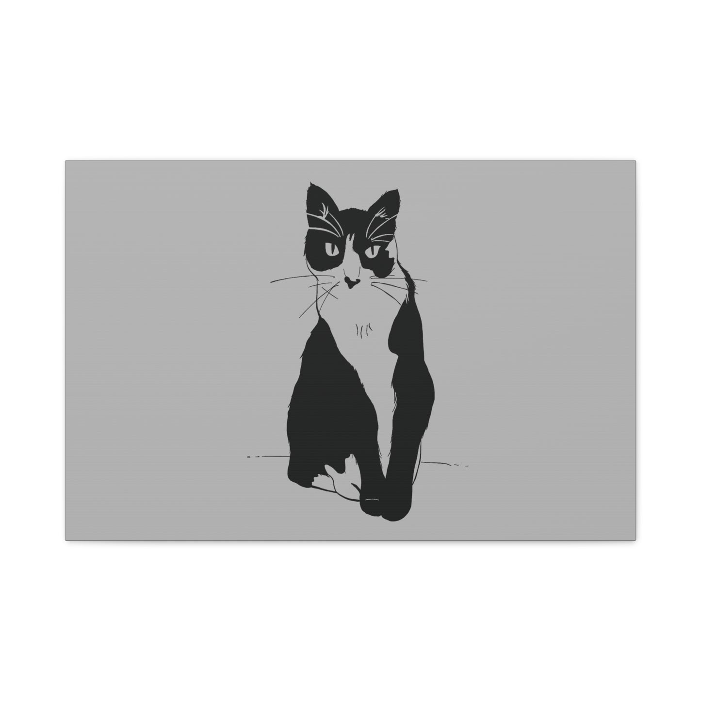 Cat Canvas Print on Grey (Transparent Style Cat) - Cat Drawing Art