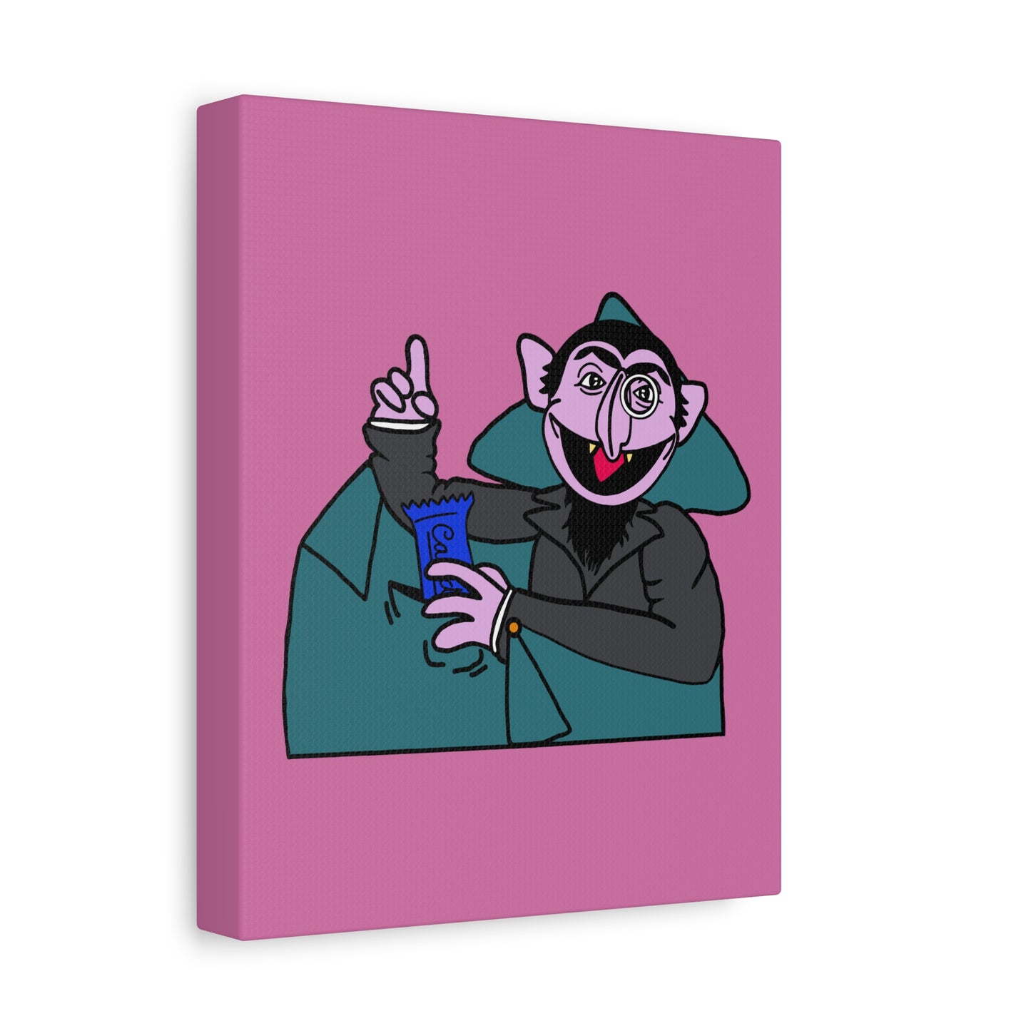 The Count Stealing Candy Canvas Print Light Pink - Sesame Street The Count Parody Art