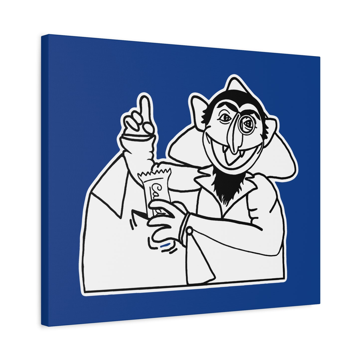 The Count Stealing Candy Outline Canvas Print Dark Blue - Sesame Street The Count Parody Art