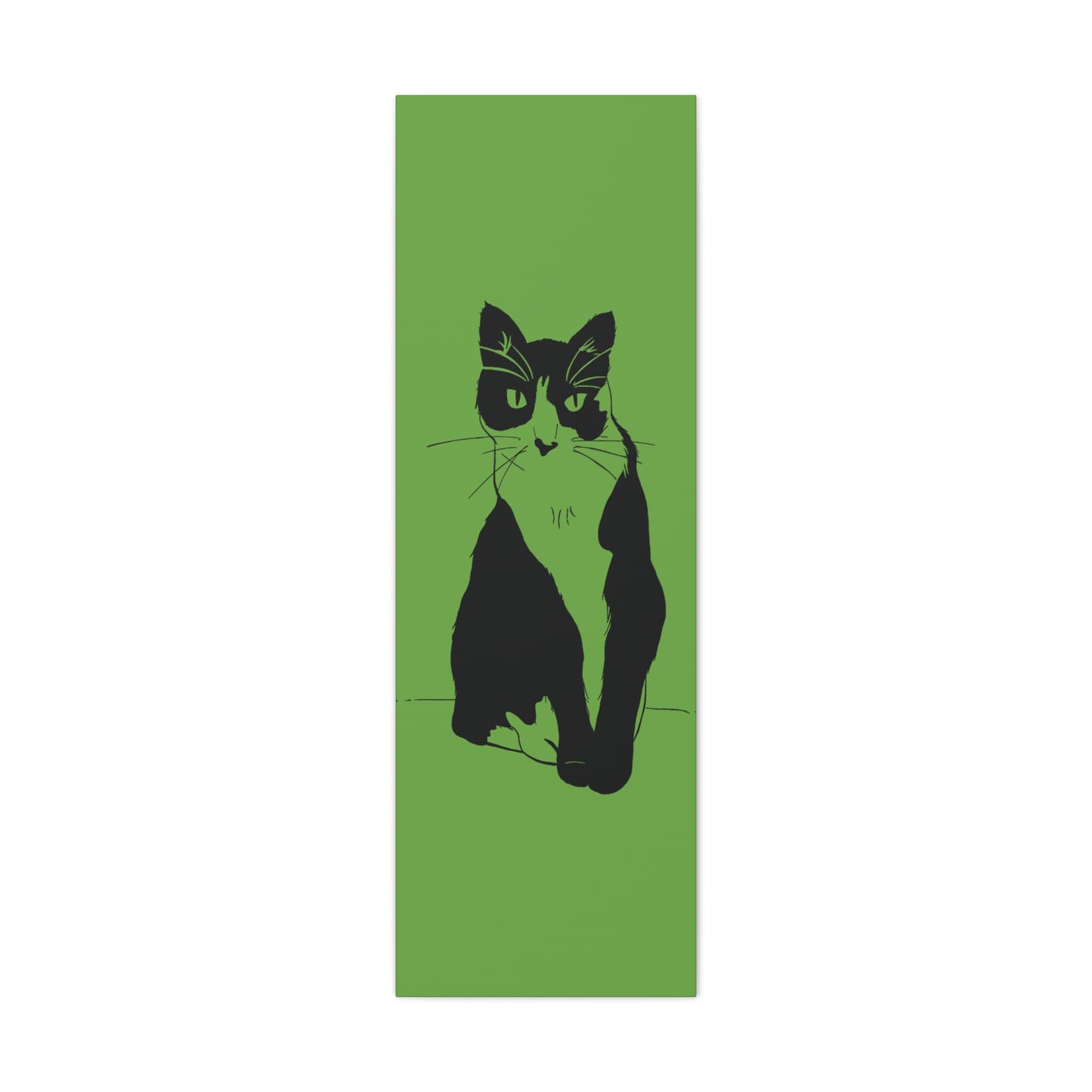 Cat Canvas Print on Green (Transparent Style Cat) - Cat Drawing Art