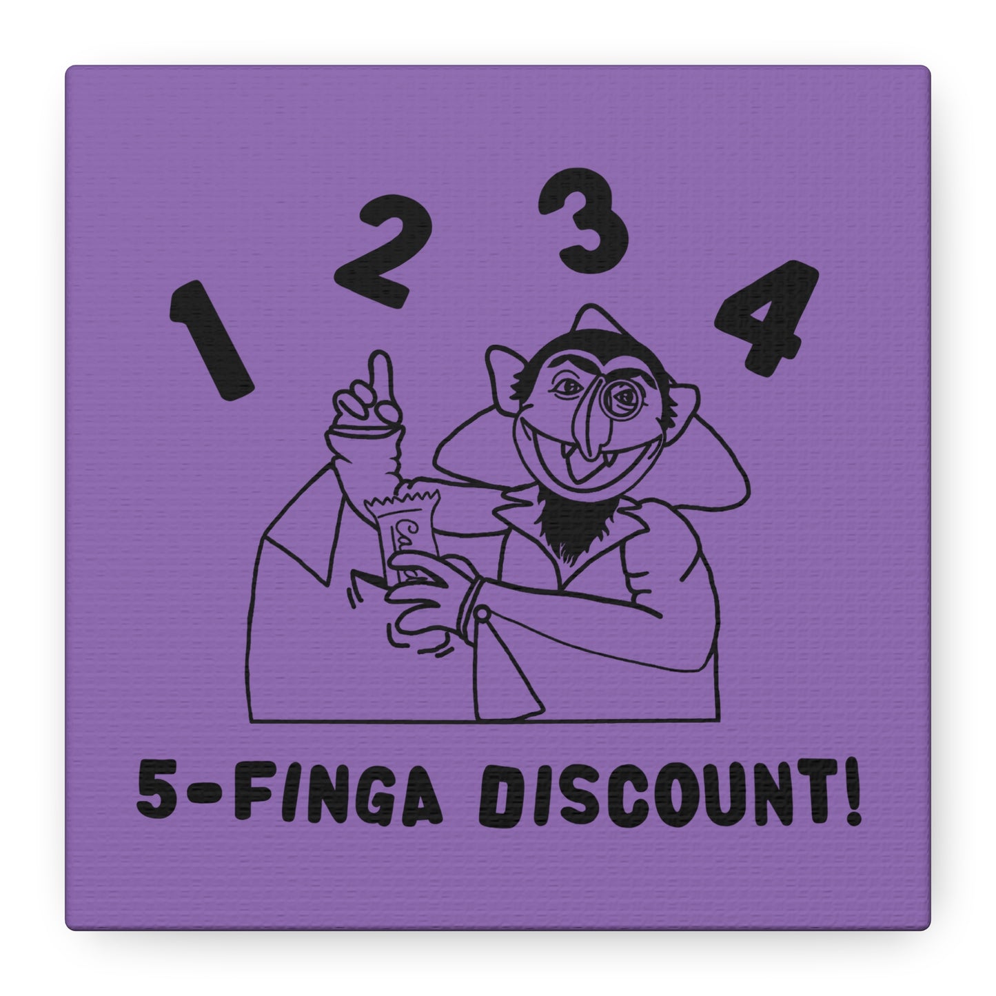 Five Finger Discount Outline Canvas Print Light Purple - Sesame Street The Count Parody Art Print