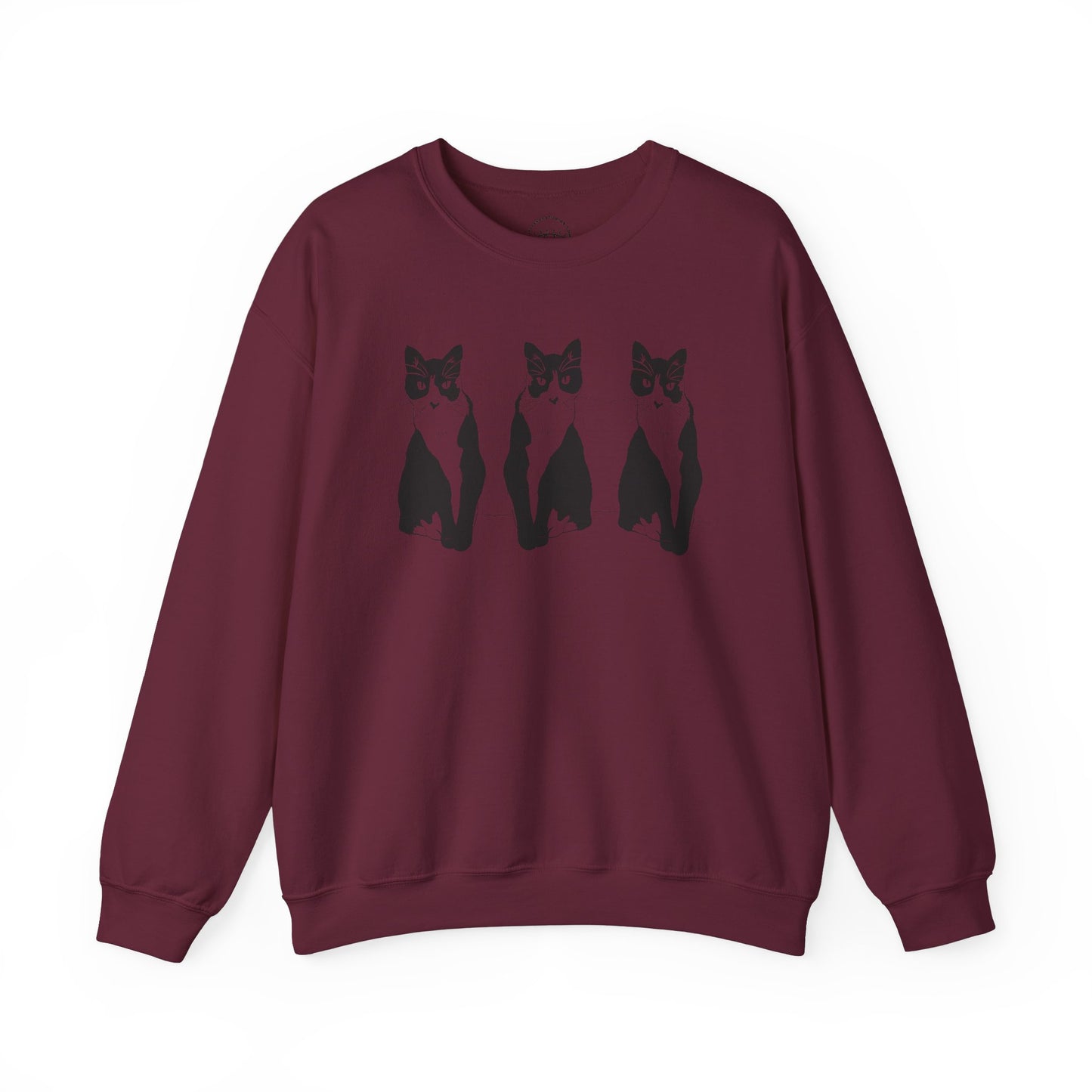 Cat x3 Sweatshirt (Transparent Style Cat) - Cat Drawing Sweatshirt