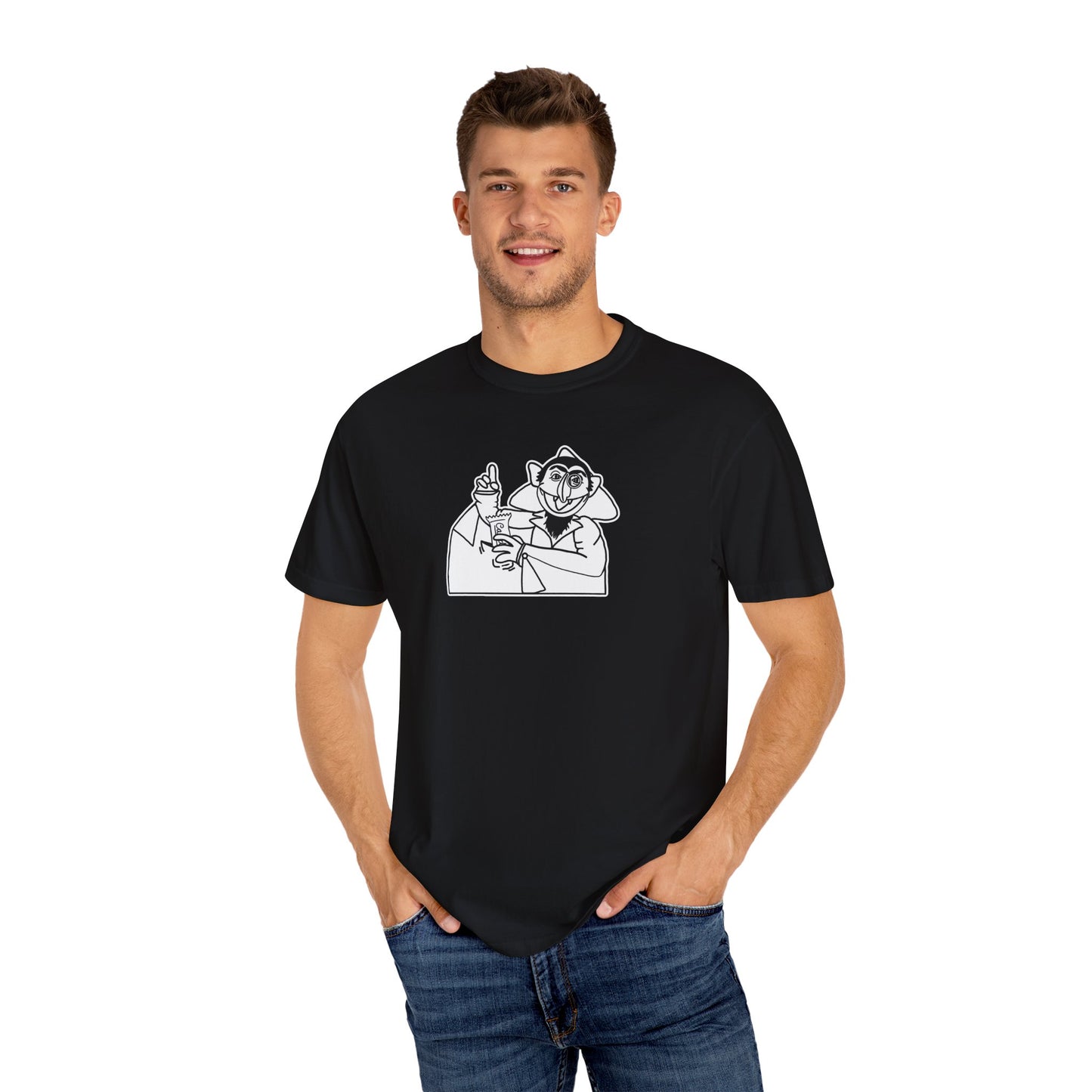 The Count Stealing Candy Outline Tee - Sesame Street The Count Parody Tee